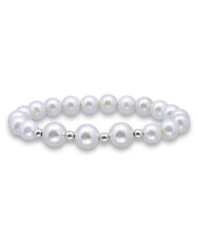 Macy's White Shell Pearl Stretch Bracelet