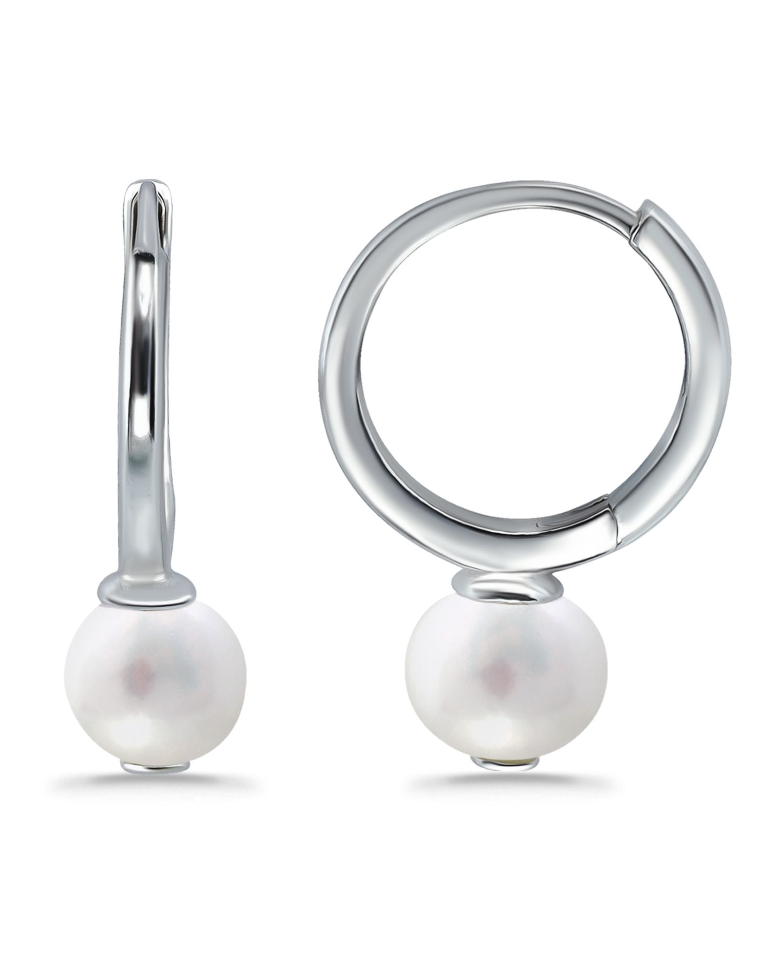 Серьги-кольца Macy's White Cultured Pearl Huggie Hoop