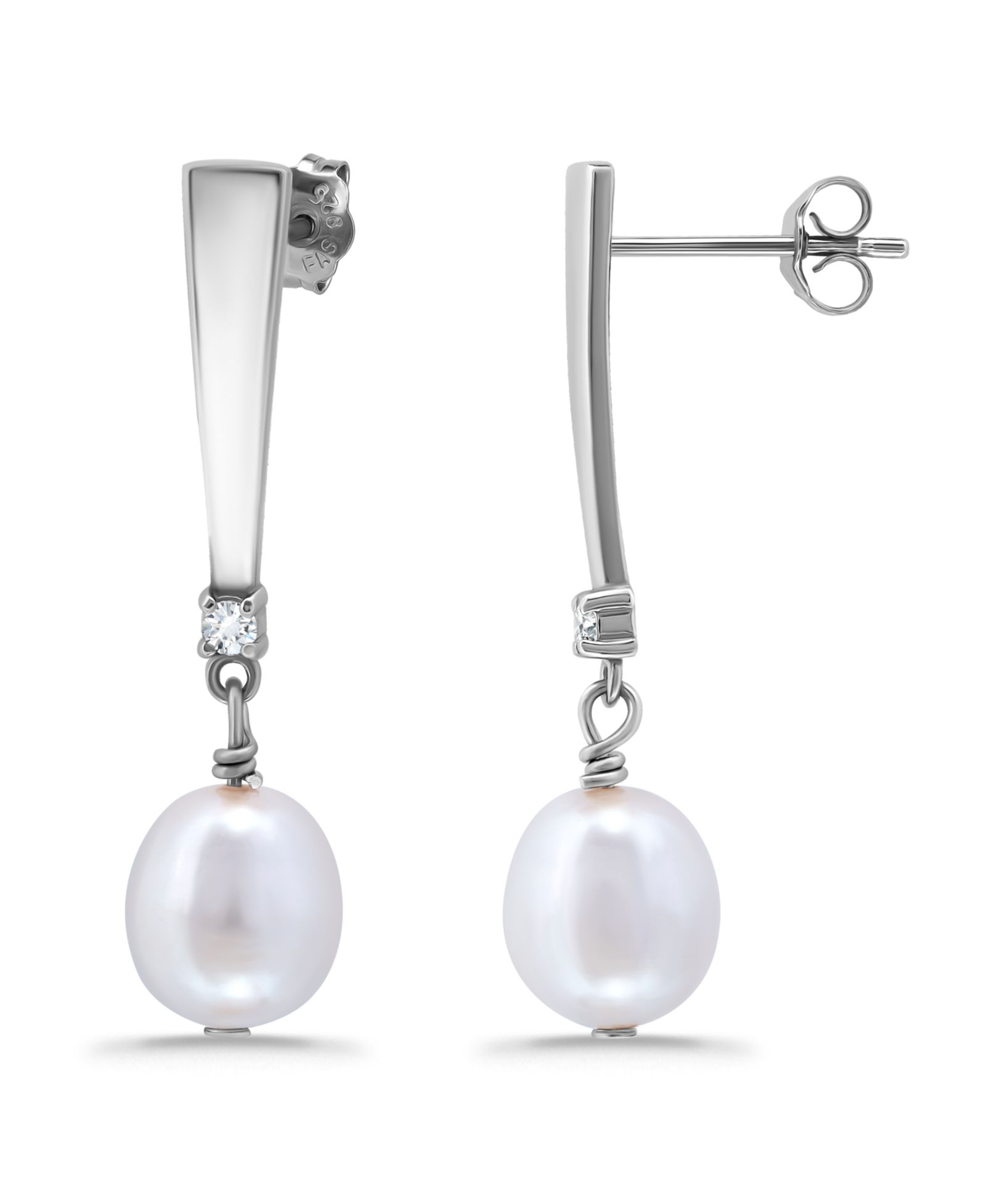 Серьги Macy's White Cultured Pearl Polish Graduated Bar Drop
