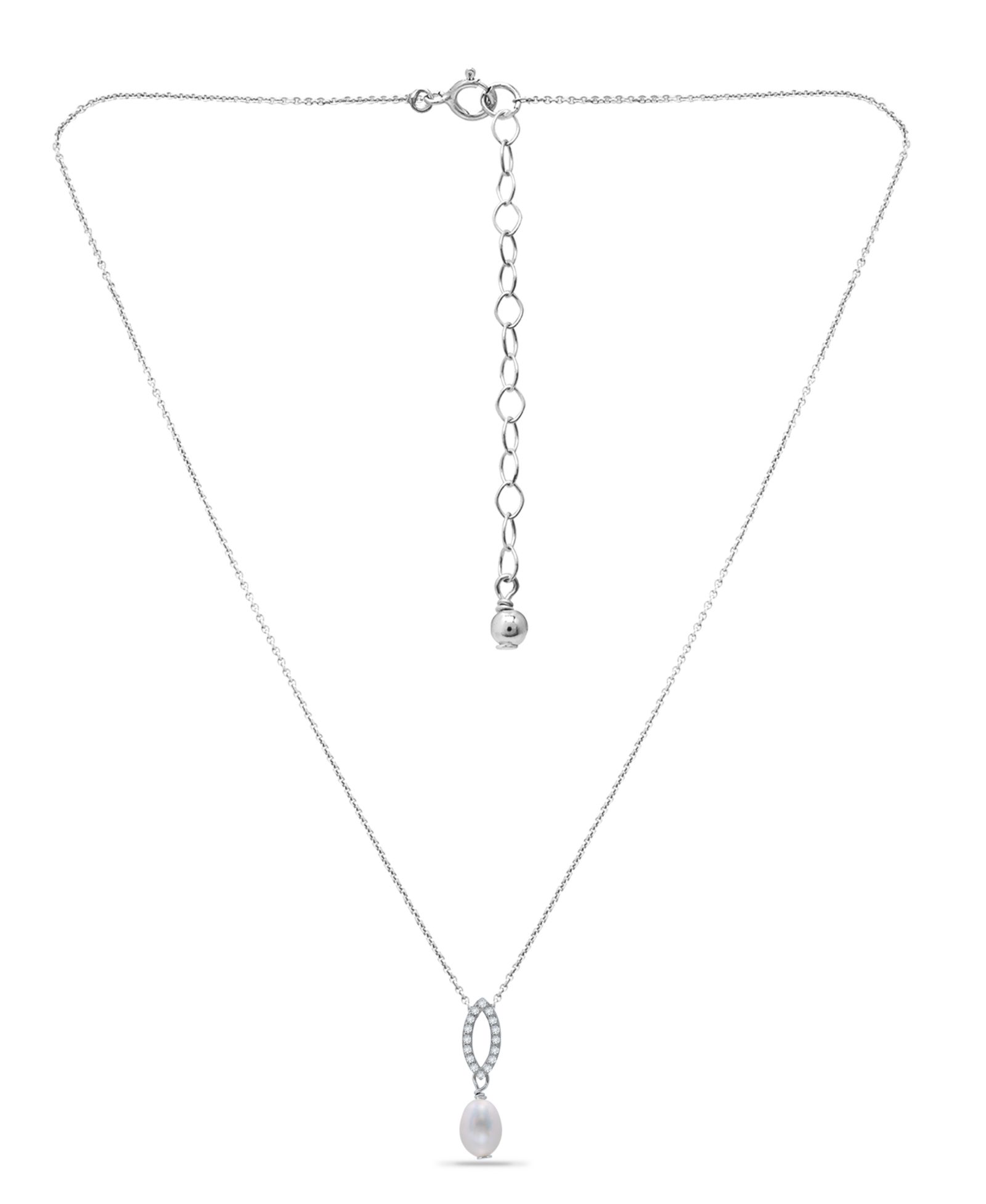 Подвеска-ожерелье Macy's White Cultured Pearl and Pave Cubic Zirconia