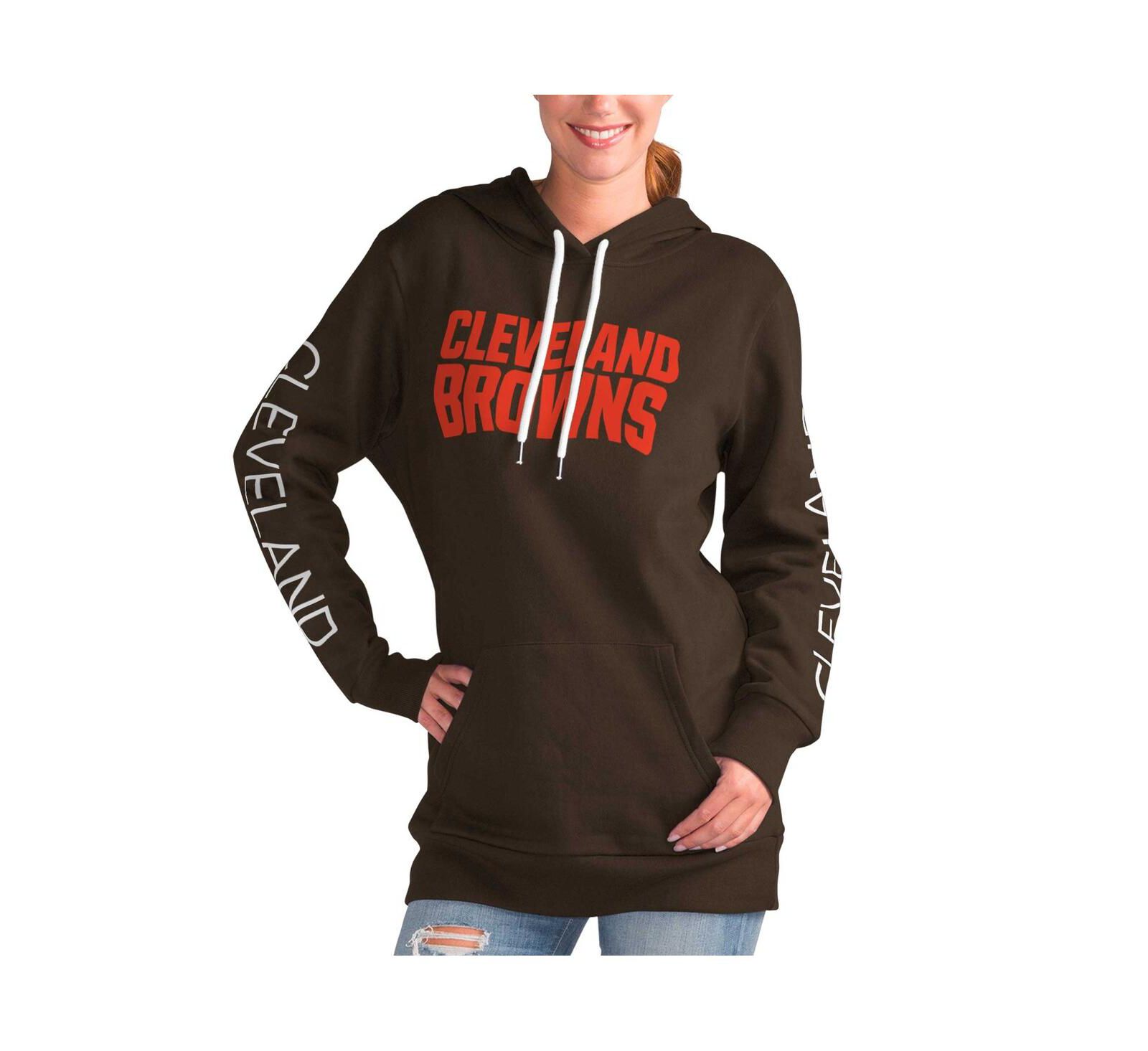 Худи G-III 4Her by Carl Banks Women's Brown Cleveland Browns Extra Inning Pullover