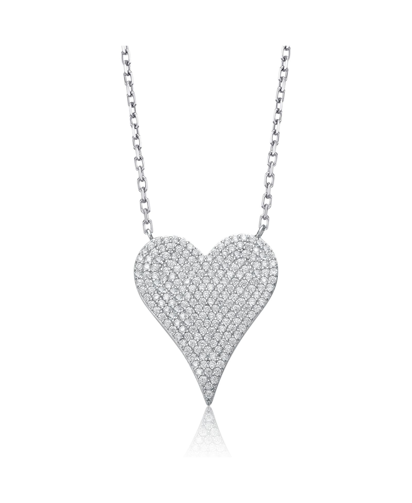 Ожерелье Genevive из стерлингового серебра с многослойным дизайном и камнями Cubic Zirconia в форме сердца