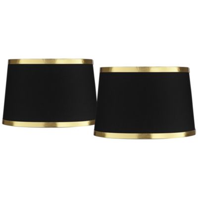 Набор из 2 жестких абажуров для настольной лампы Springcrest Collection Black Medium 13" Top x 15" Bottom x 10" Slant Spider с запасным держателем и наконечником