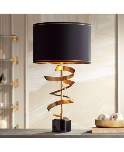 Современная настольная лампа Possini Euro Design 31" Tall Sculptural Brass Marble Twist с диммером