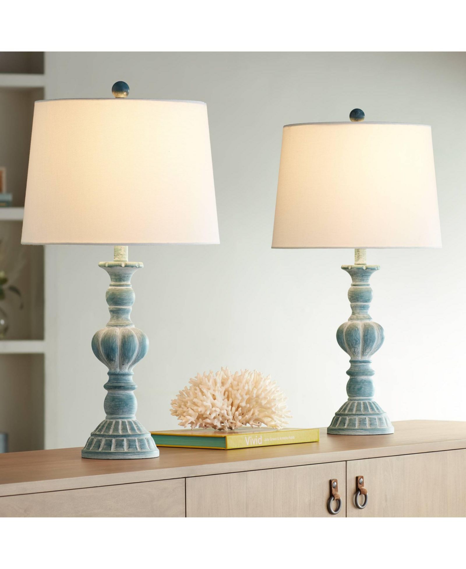 Regency Hill Tanya настольная лампа в винтажном стиле, комплект из 2 шт., 26.5" High