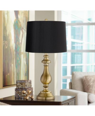 Настольная лампа Regency Hill Fairlee Traditional с абажуром и латунным основанием 26"