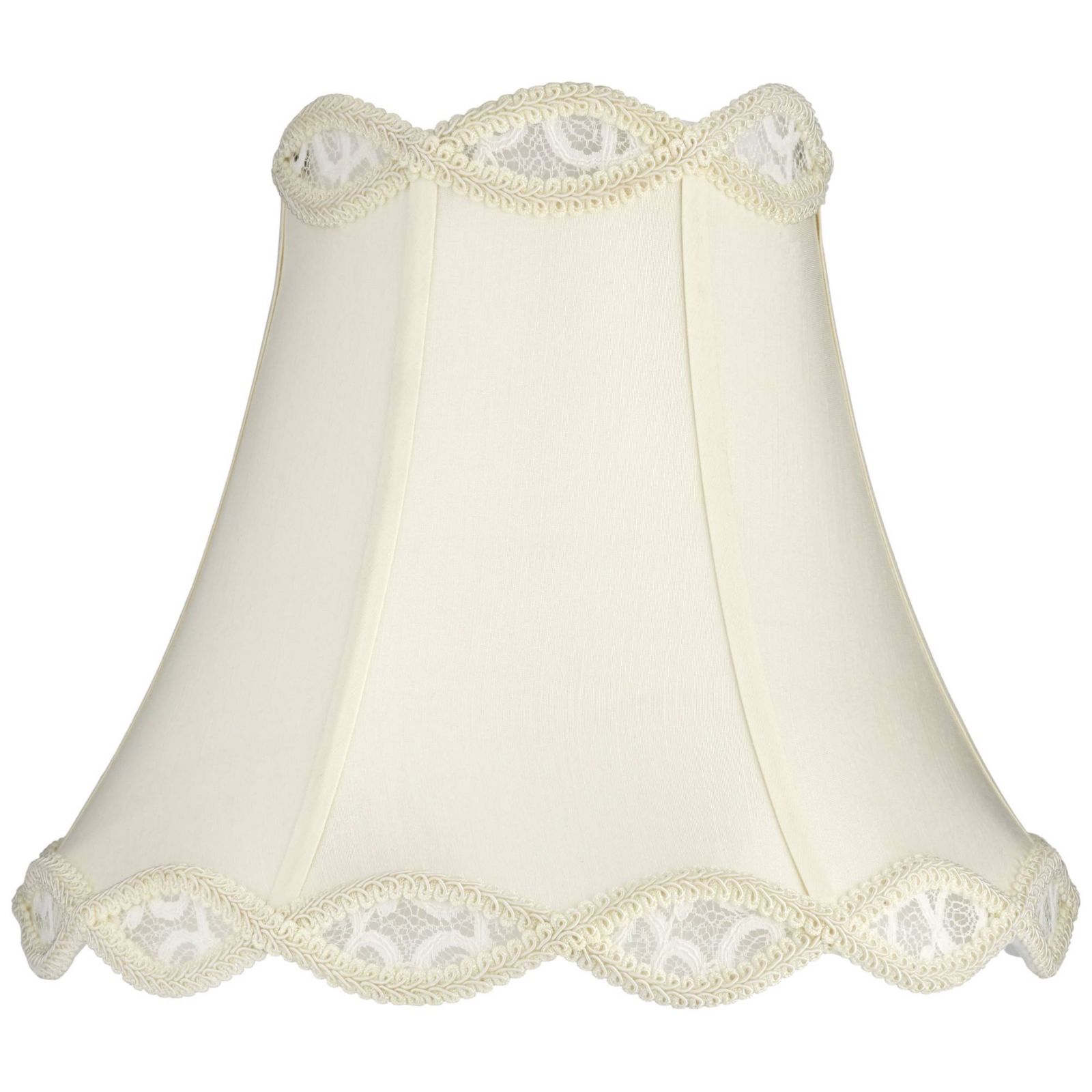 Springcrest Cream Scalloped Gallery Medium Bell Lamp Shade with Spider Fitter, 7" x 14" x 12.5"