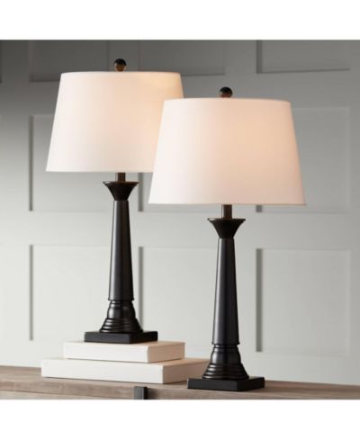 360 Lighting 28" Tall Set of 2 Bronze Drum Shade Dolbey Rustic Farmhouse Table Lamps