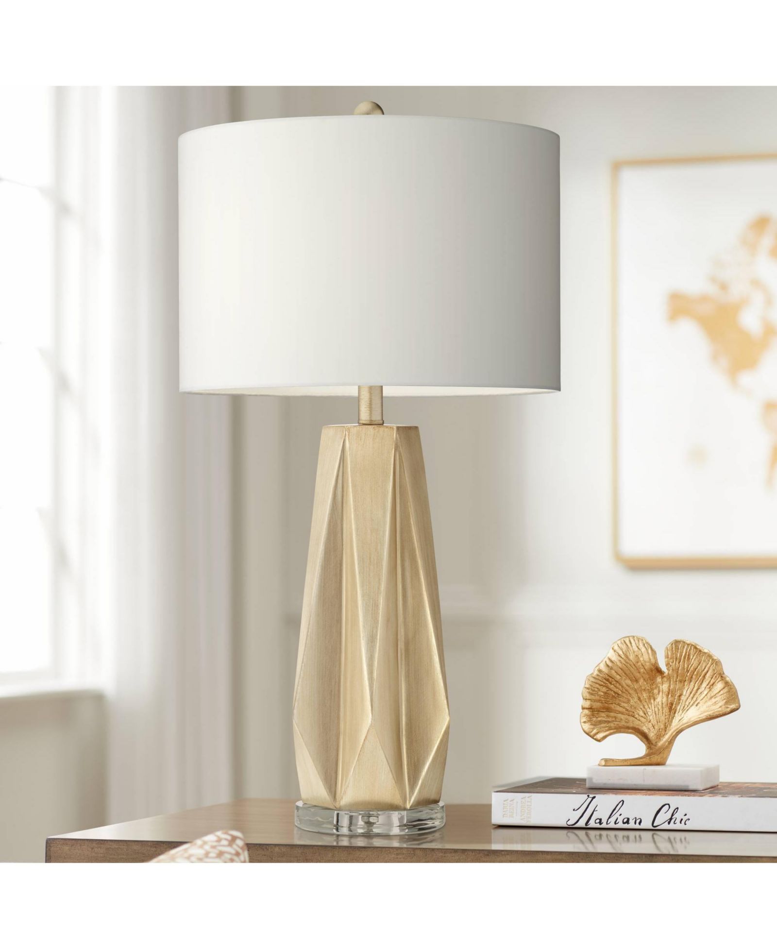 Possini Euro Design 28" Tall Diamond Cut Drum Shade Bravo Modern Table Lamp