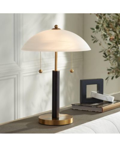360 Lighting 19 1/2" High Wood Frosted Glass Dome Shade Mid Century Modern Desk Lamp