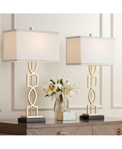 360 Lighting 28 1/4" Tall Set of 2 Metal Modern Table Lamps with Rectangular Shade