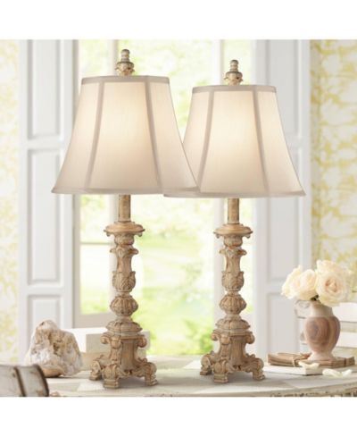 Regency Hill 26.5" High Set of 2 Bell Shade Elize Traditional French Country Style Vintage like Candlestick Table Lamps