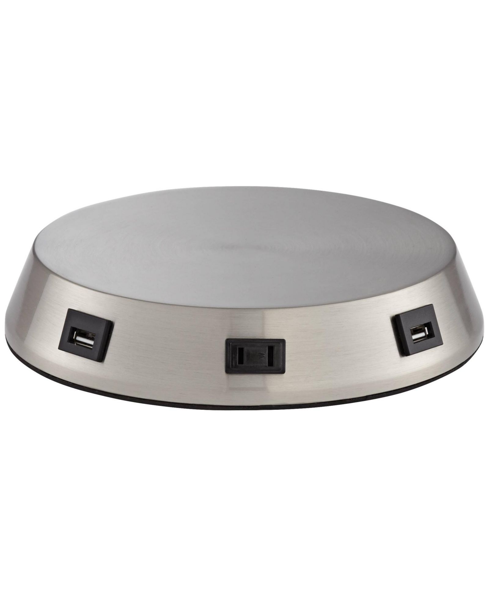 360 Lighting 1 3/4" High Lamp Base Universal Charging USB-Outlet Workstation Silver Nickel Finish Metal Living Room Charging