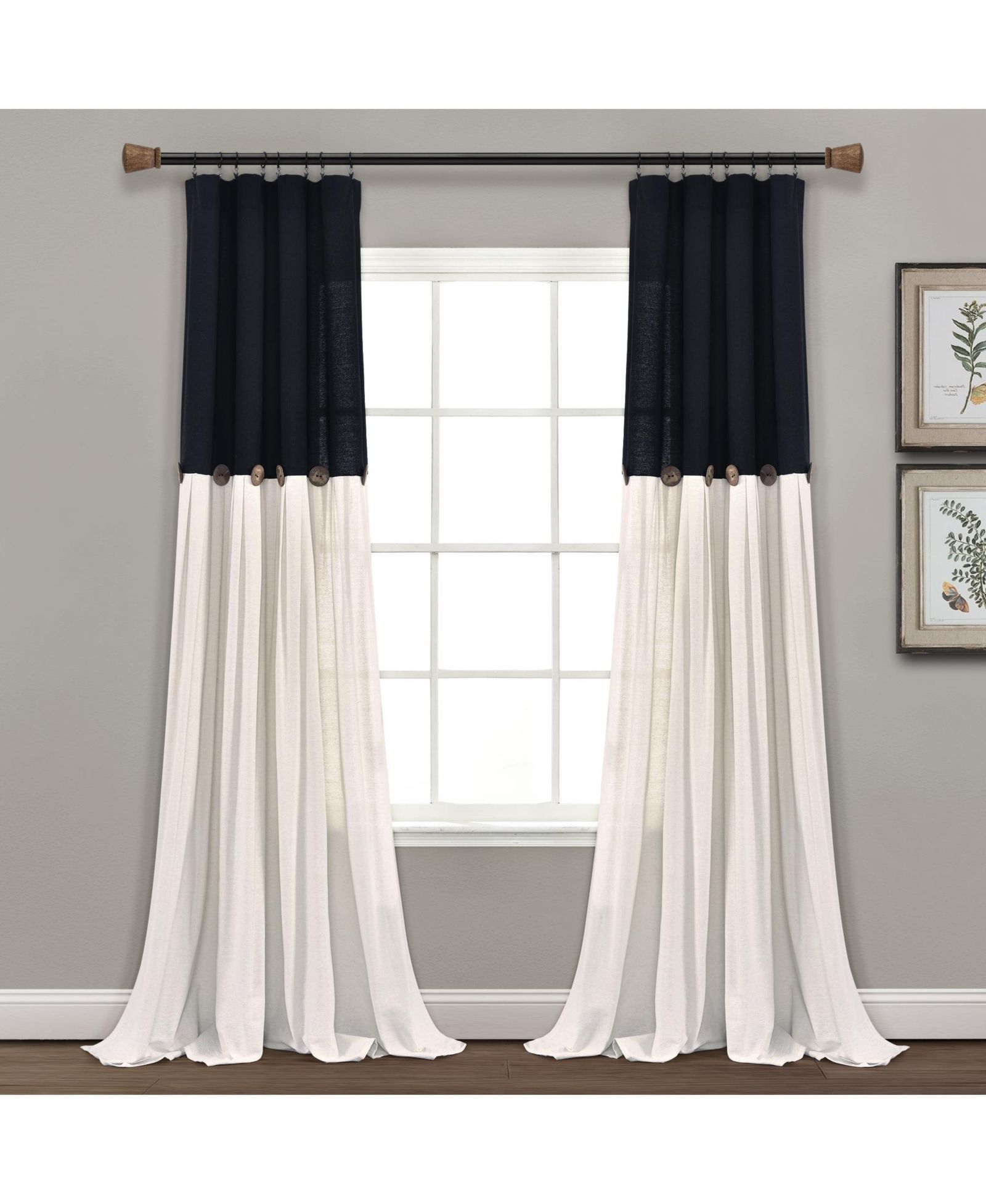 Штора Lush Decor Linen Button, одна панель, Rustic and Modern Farmhouse