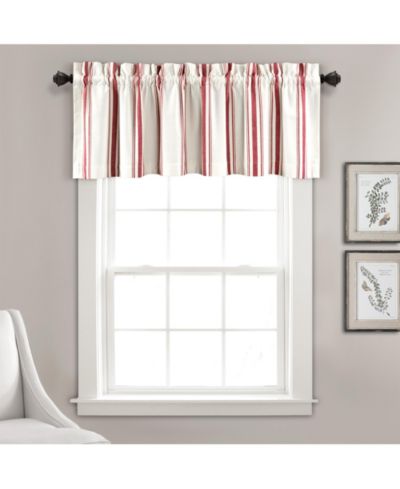 Занавеска Lush Decor Farmhouse Stripe, переработанный хлопок, красная, 52x18+2