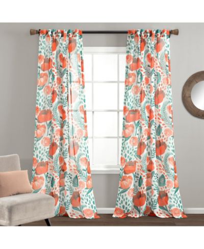 Lush Decor Poppy Garden Прозрачные шторы для окон, набор из 52X84 шт