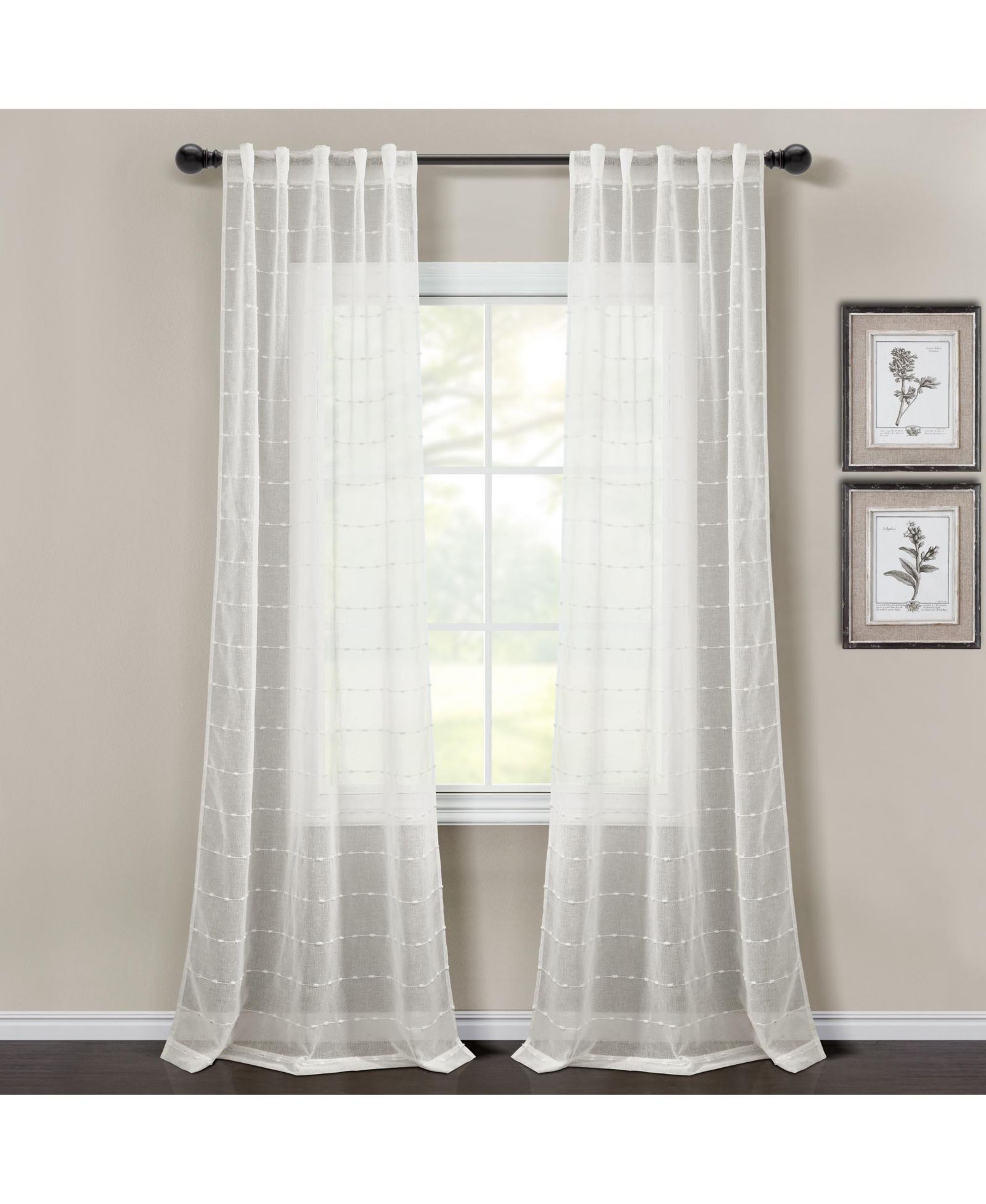 Прозрачные шторы Lush Decor Farmhouse Textured Back Tab/Rod Pocket