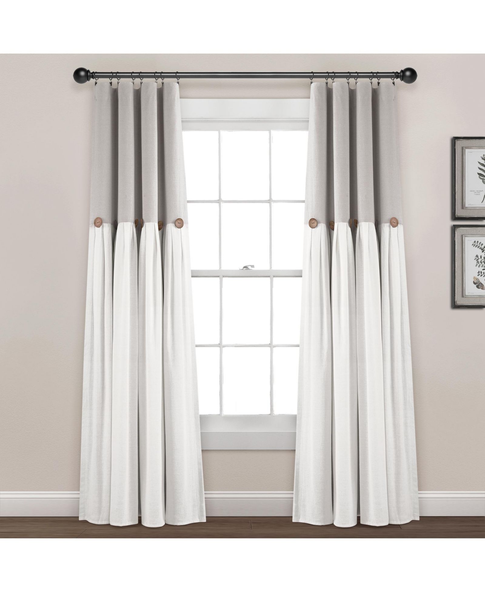 Linen Button 100% Lined Blackout Window Curtain Panel
