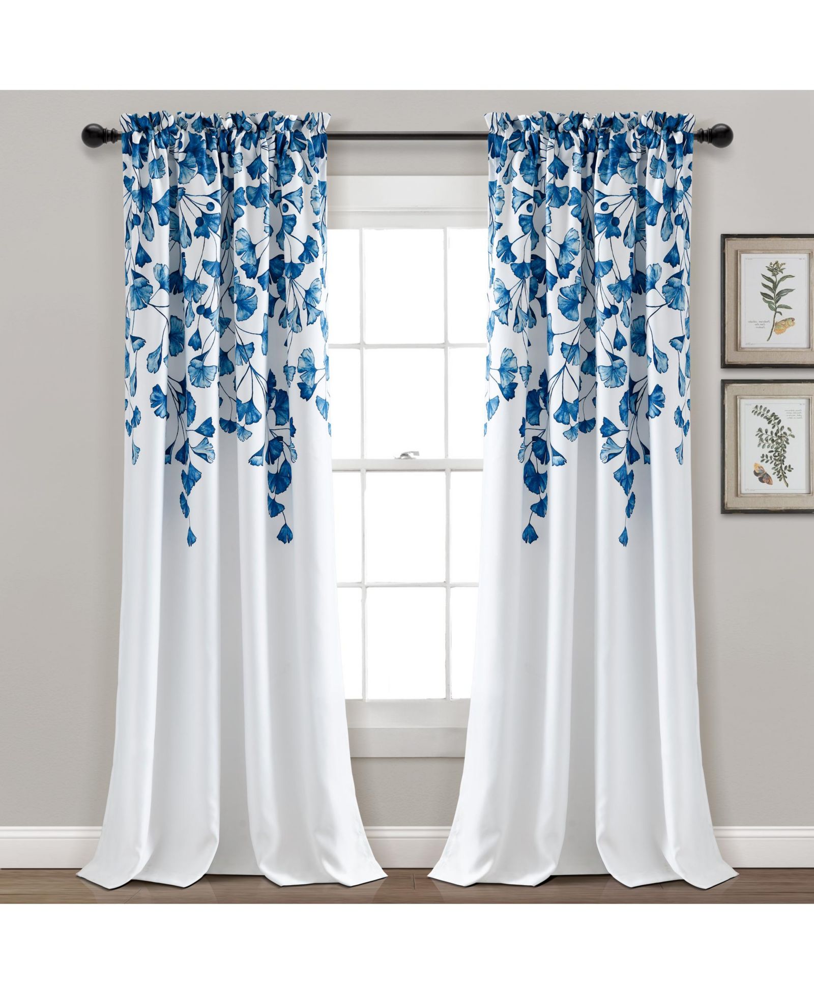 Farmhouse Ginkgo Leaf Light Filtering Window Curtain Panels