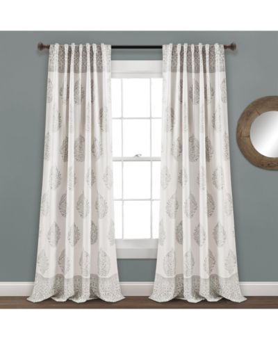 Teardrop Leaf Light Filtering Window Curtain Panels