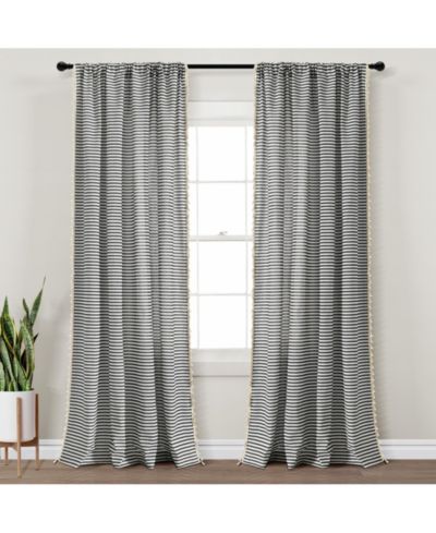 Занавески Lush Decor Boho Coastal Horizontal Ticking Stripe Tassel