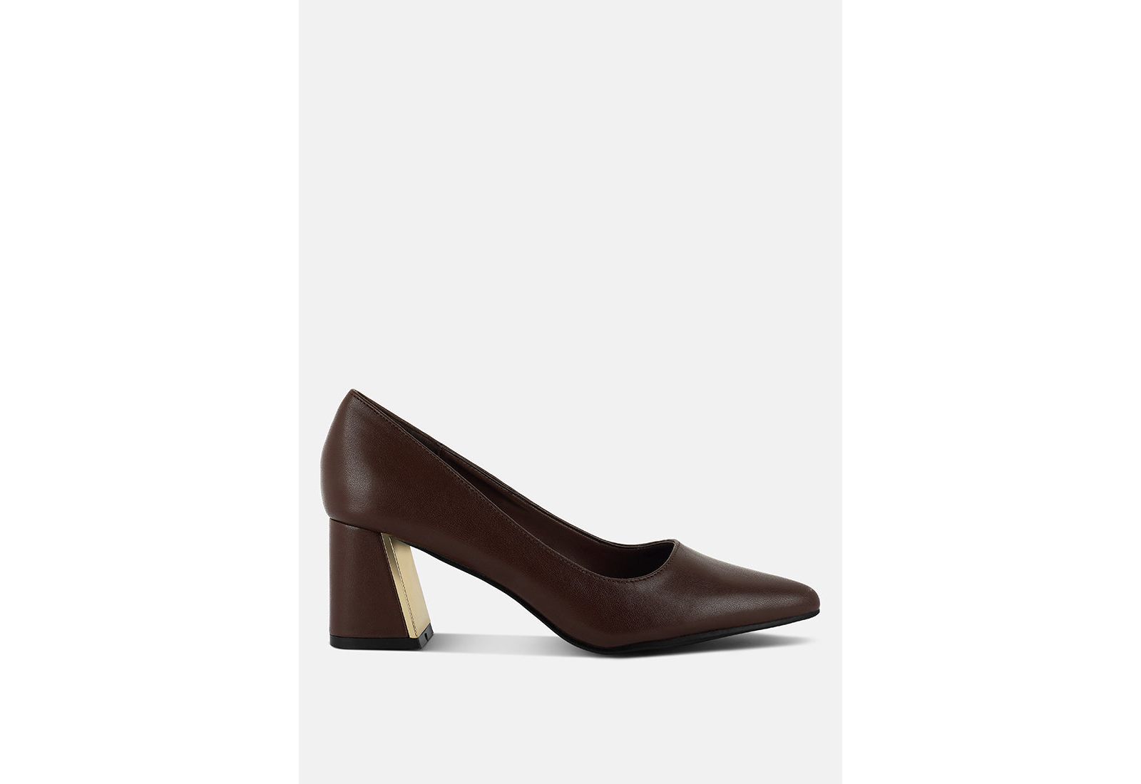 London Rag Womens Casey Metallic Detail Block Heel Pumps