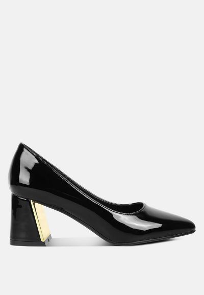 London Rag Womens Zaila Metallic Accent Block Heel Pumps