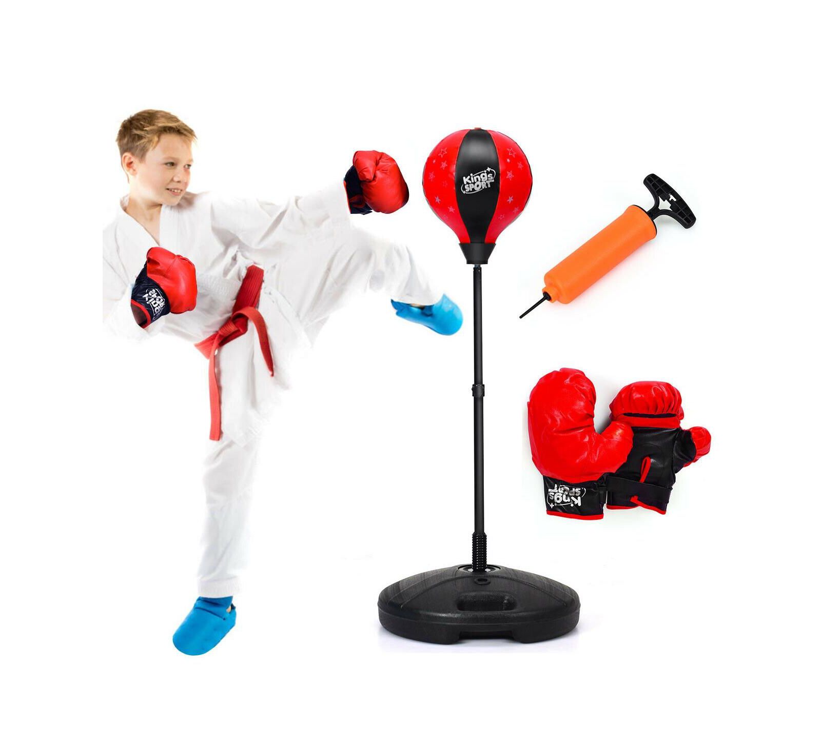 Kids Adjustable Stand Punching Bag Toy Set with Boxing Gloves