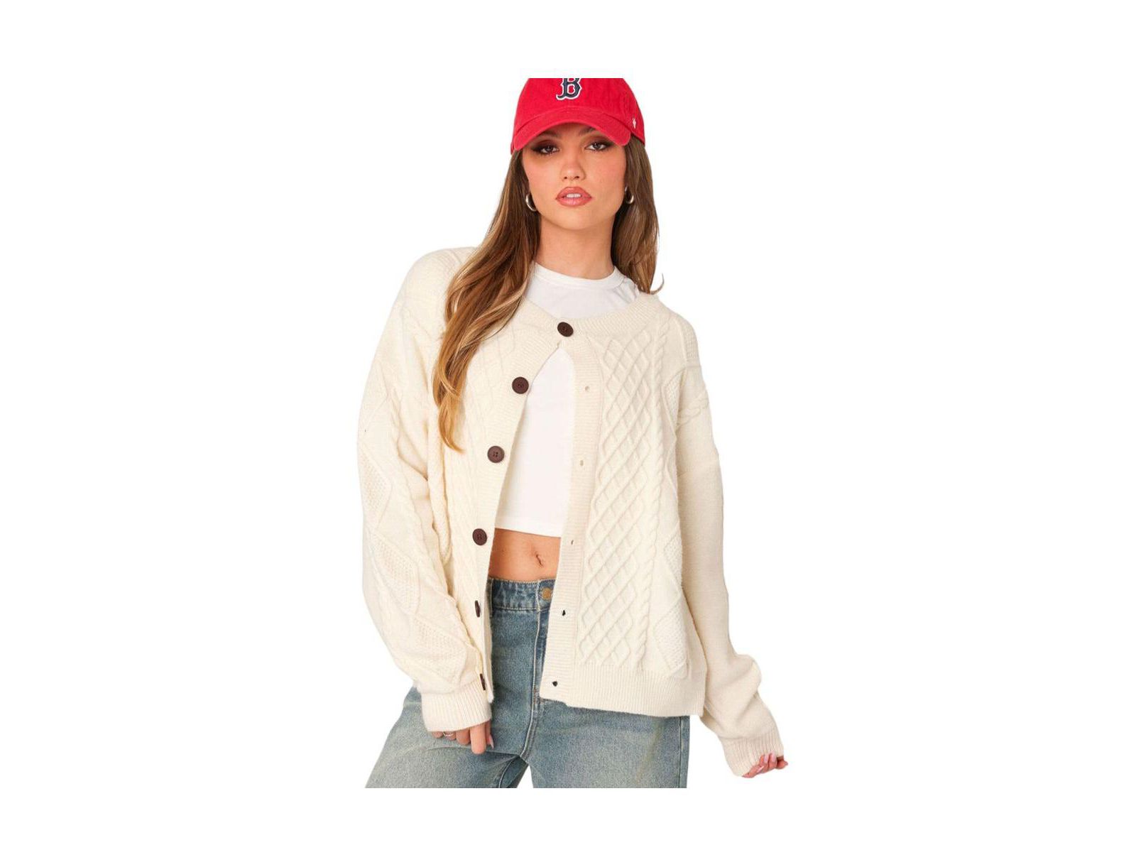 Edikted Women's Rory oversized cable knit cardigan