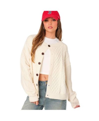Женский укороченный кардиган Edikted Women's Rory oversized cable knit