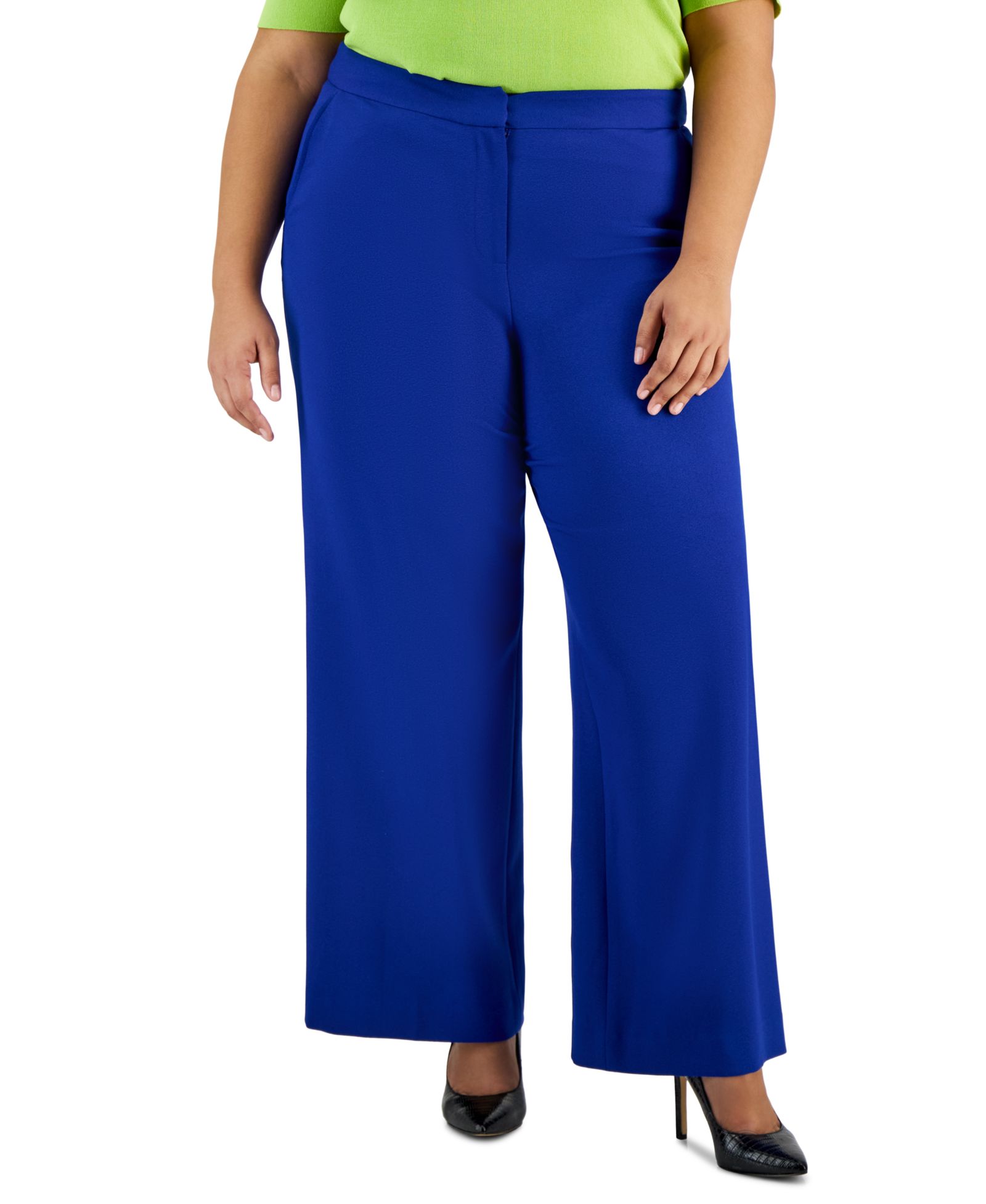 Tahari ASL Plus Size Mid Rise Wide-Leg Pants