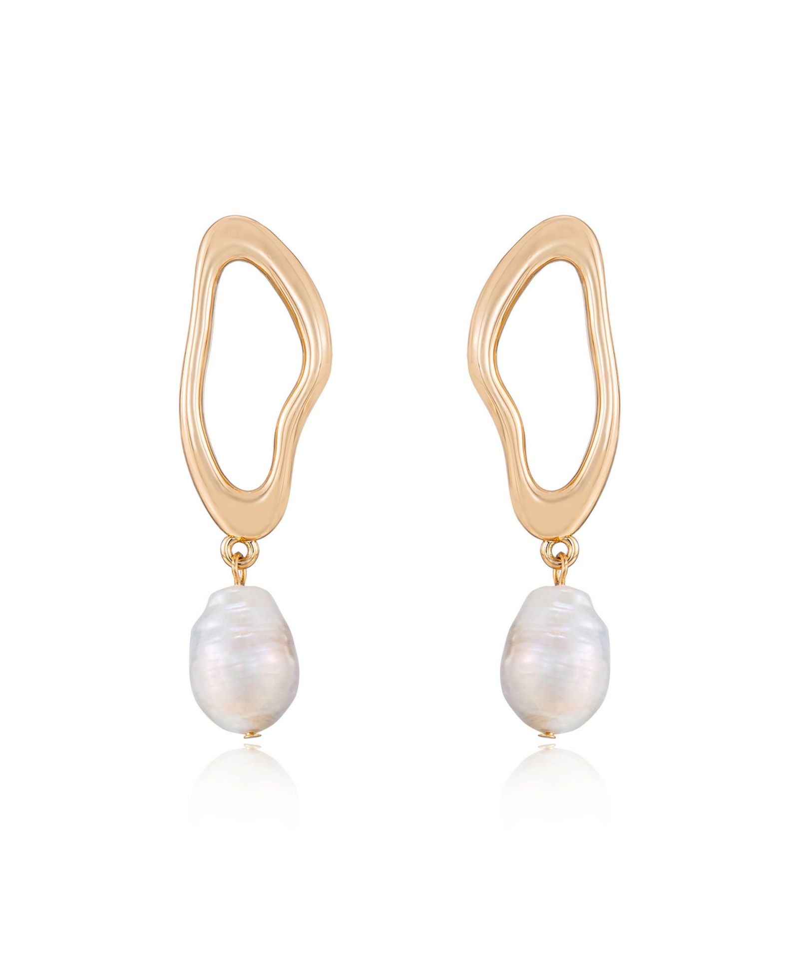 Серьги-подвески ETTIKA Open Circle с жемчугом, позолоченное золото 18K
