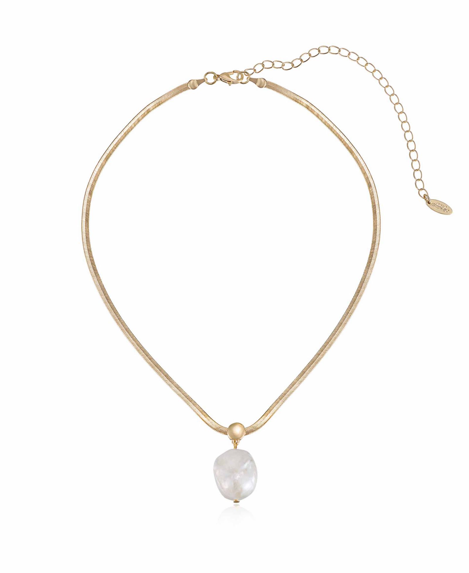 Ожерелье ETTIKA Baroque Cultured Freshwater Pearl Pendant 18K Gold-Plated Snake Chain