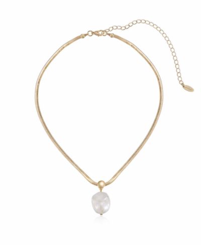 Ожерелье ETTIKA Baroque Cultured Freshwater Pearl Pendant 18K Gold-Plated Snake Chain