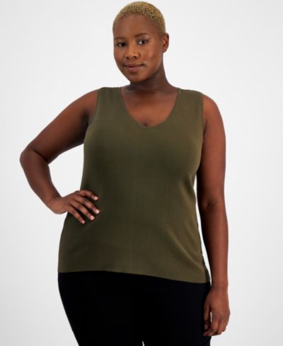 Женский топ Tahari ASL Plus Size V-Neck Sleeveless Tank