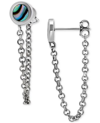 Серьги Giani Bernini Abalone Chain Front and Back Drop в серебре Sterling Silver