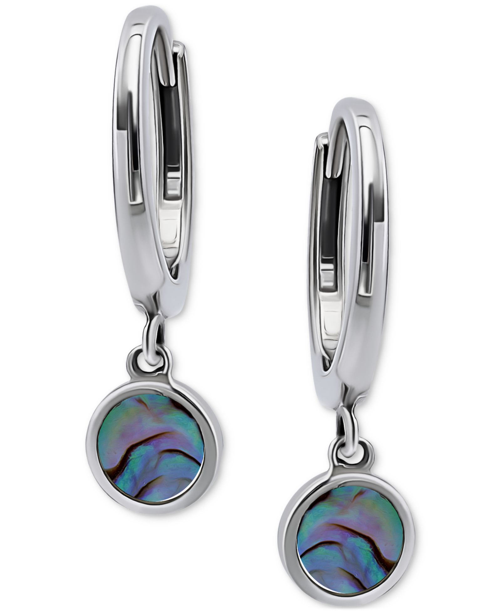 Giani Bernini Abalone Disc Dangle Hoop Drop Earrings in Sterling Silver, Created for Macy's
