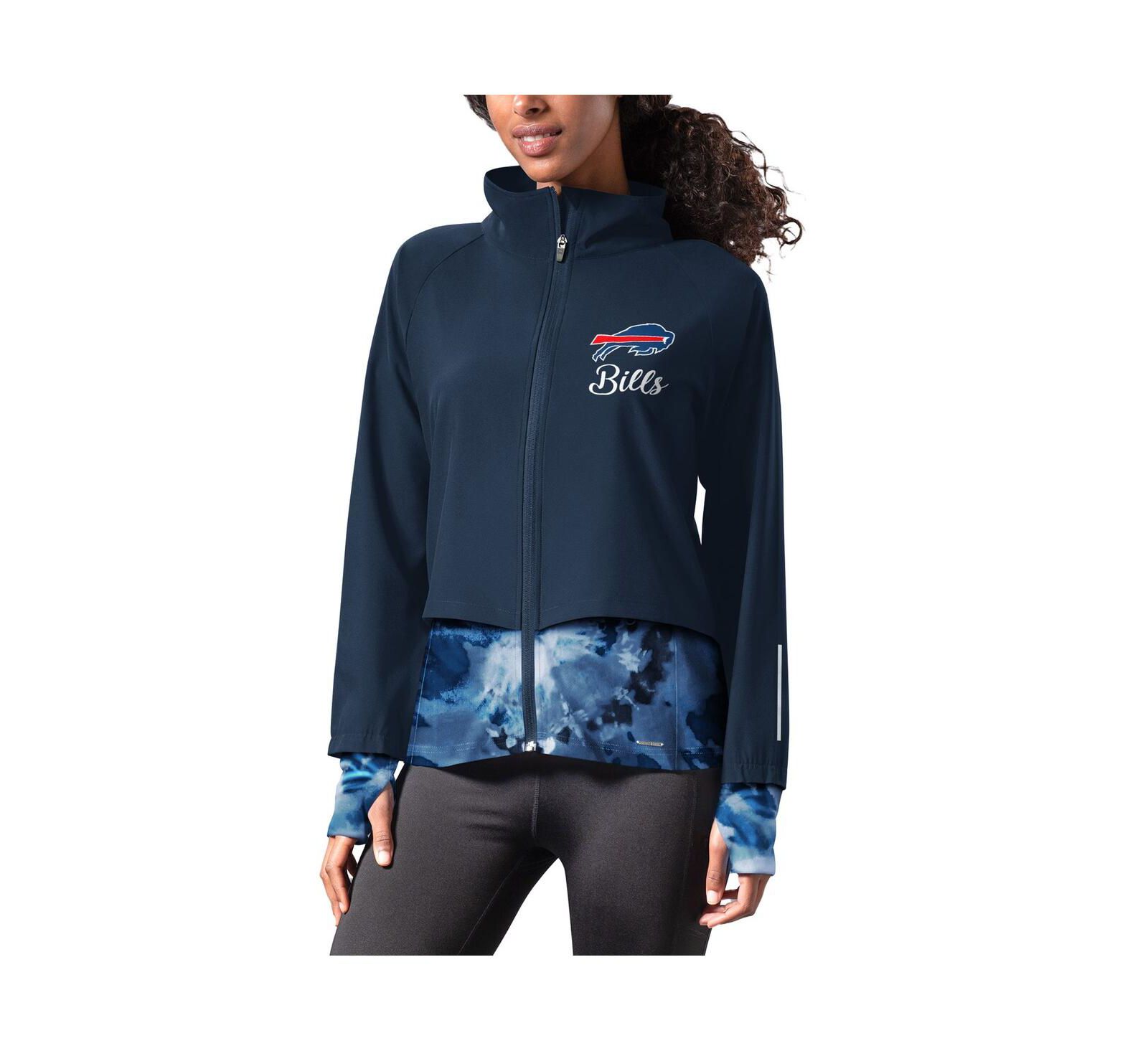 Women's MSX by Michael Strahan Navy Buffalo Bills Grace Raglan Full-Zip Running Jacket