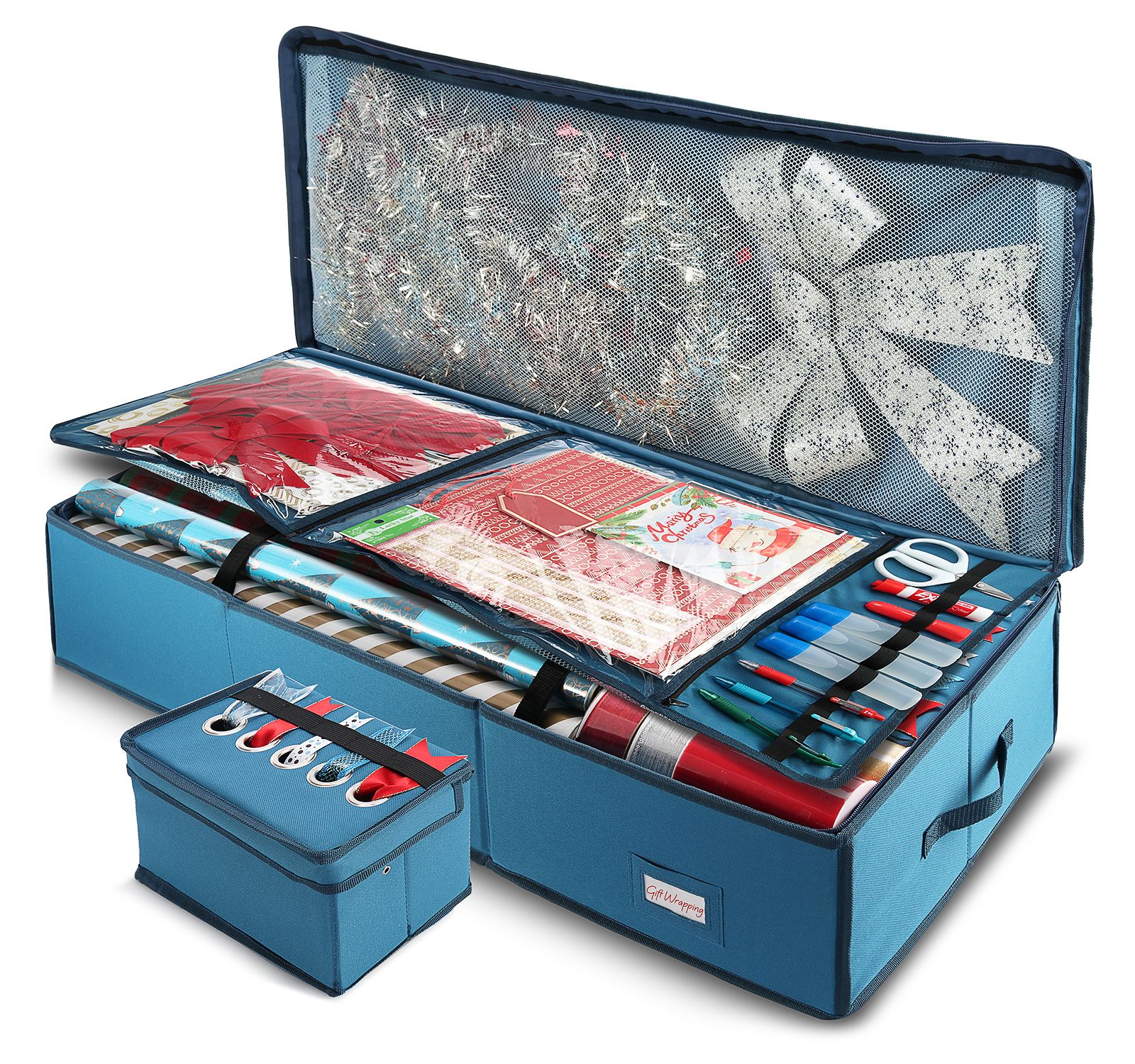 Hearth & Harbor Premium Holiday Gift Wrapping Paper & Accessories Storage Organizer Box