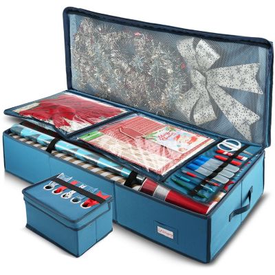 Hearth & Harbor Premium Holiday Gift Wrapping Paper & Accessories Storage Organizer Box