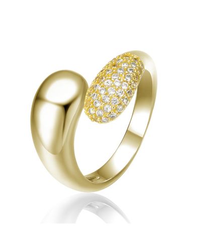 Rachel Glauber кольцо Pave CZ Open Bypass в 14K Gold Plated High-Polish