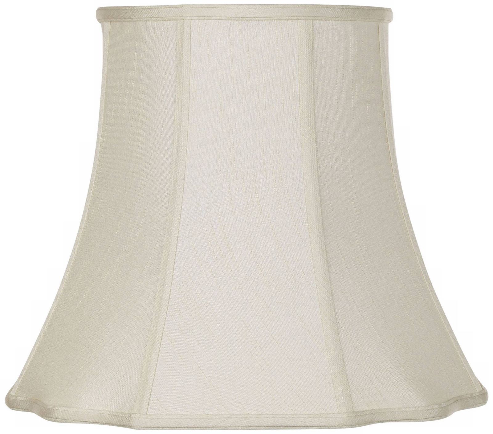 Springcrest Imperial Shade Creme Medium Bell Cut Corner Lamp Shade 10" Top x 16" Bottom x 14" Slant x 13.5" High Replacement with Harp and Finial