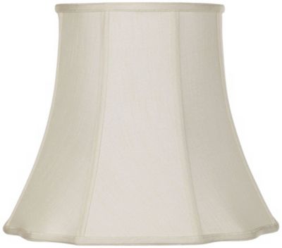 Springcrest Imperial Shade Creme Medium Bell Cut Corner Lamp Shade 10" Top x 16" Bottom x 14" Slant x 13.5" High Replacement with Harp and Finial