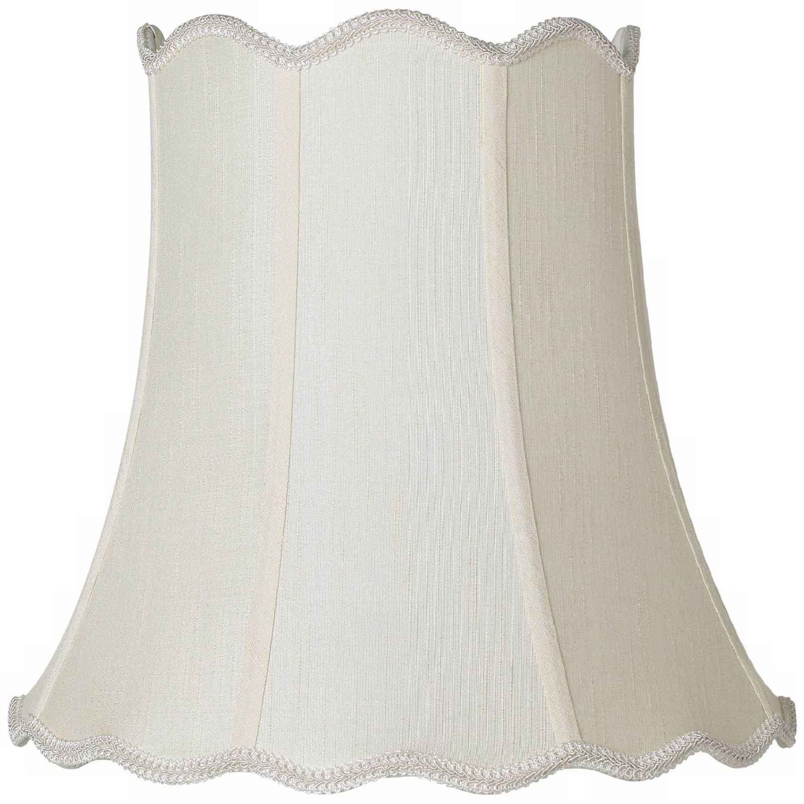 Springcrest Imperial Shade Creme Medium Scallop Bell Lamp Shade 10" Top x 16" Bottom x 15" Slant x 14.75 High(Spider)Replacement with Harp and Finial