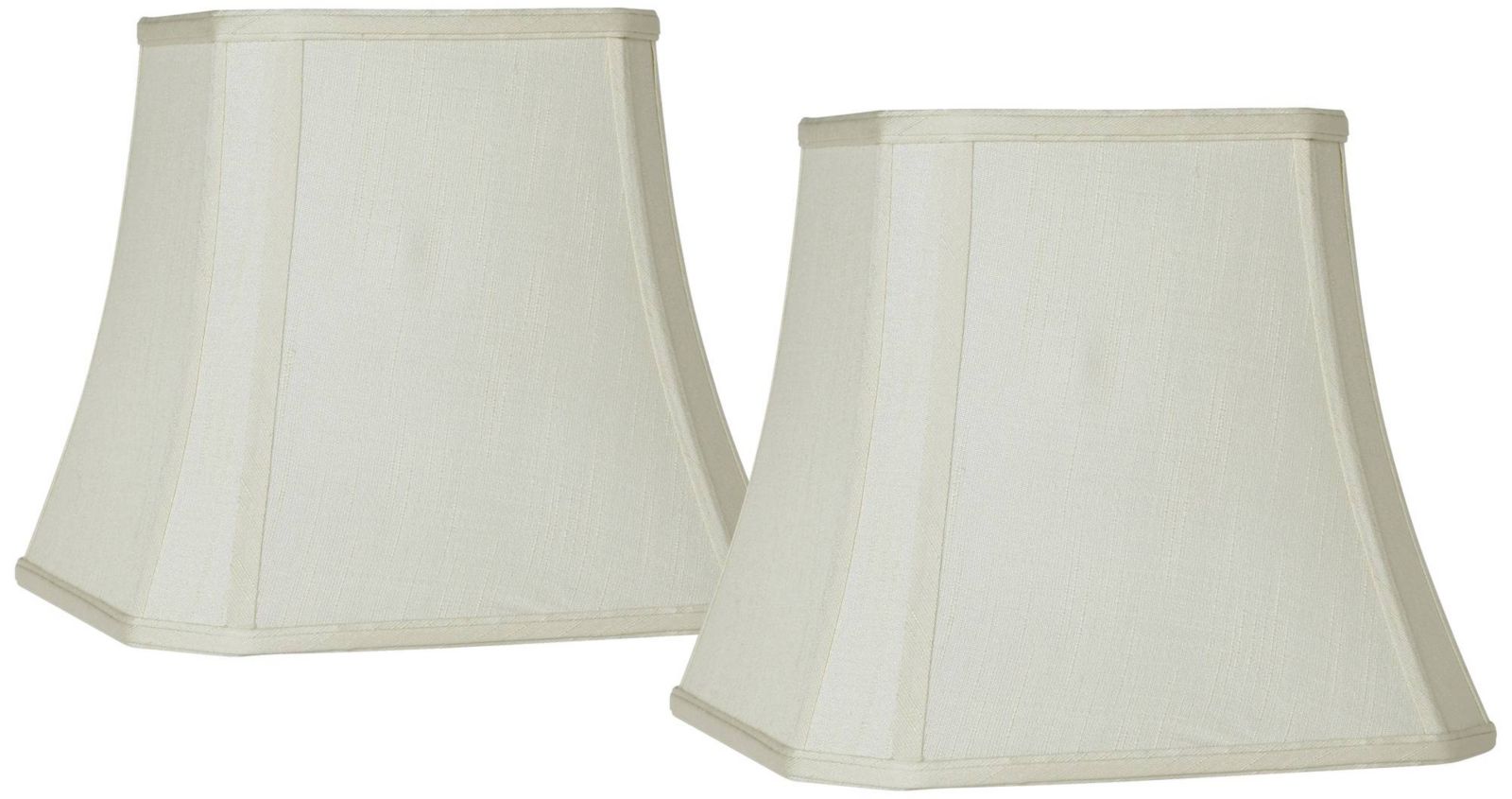 Springcrest Set of 2 Square Lamp Shades Creme Medium 8" Top x 16" Bottom x 11" Slant Spider with Replacement Harp and Finial