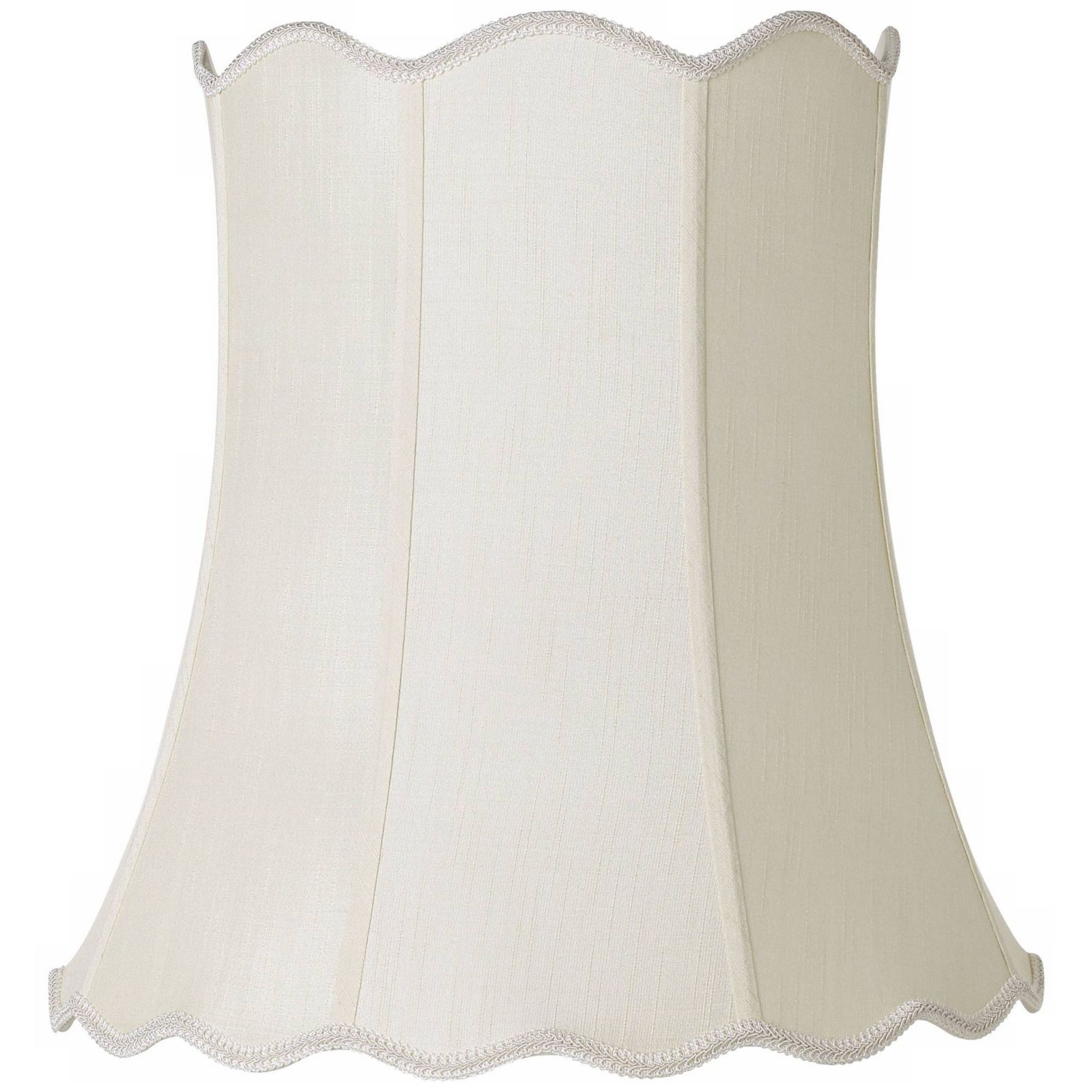 Springcrest Creme Large Scallop Bell Lamp Shade 14" Top x 20" Bottom x 20" Slant x 19.75 High (Spider) Replacement with Harp and Finial