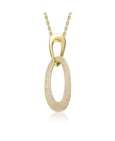 Rachel Glauber Elegant 14K Gold Plated CZ Statement Pendant Necklace