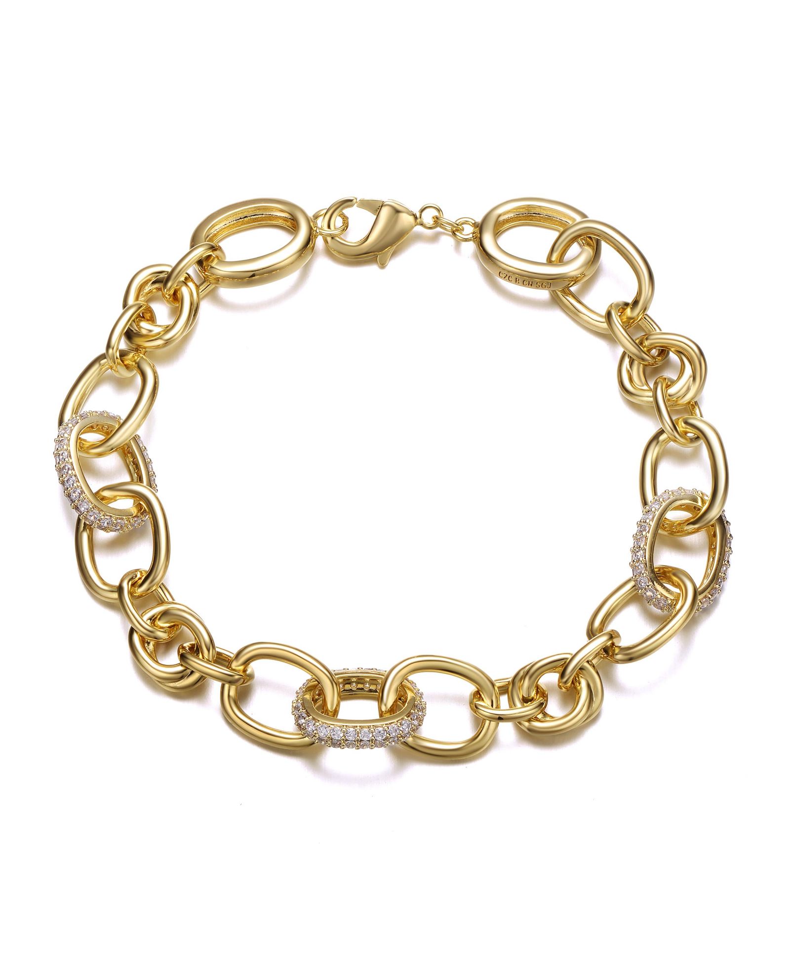 Rachel Glauber 14K Gold Plated CZ Pave Tubular Cable Link Knot Bracelet