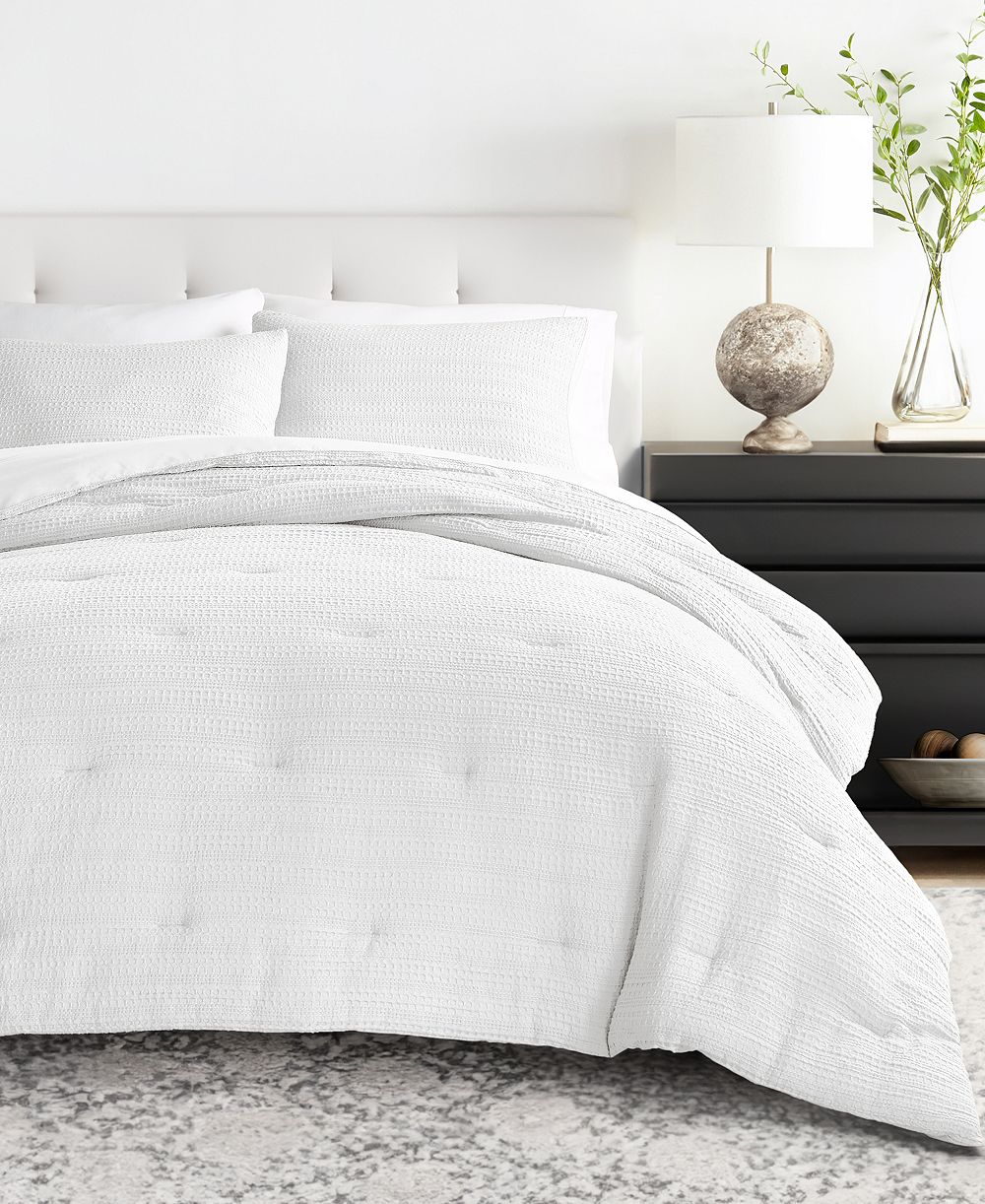 ienjoy Home Waffle Textured 3-Piece Comforter Set, King/California King