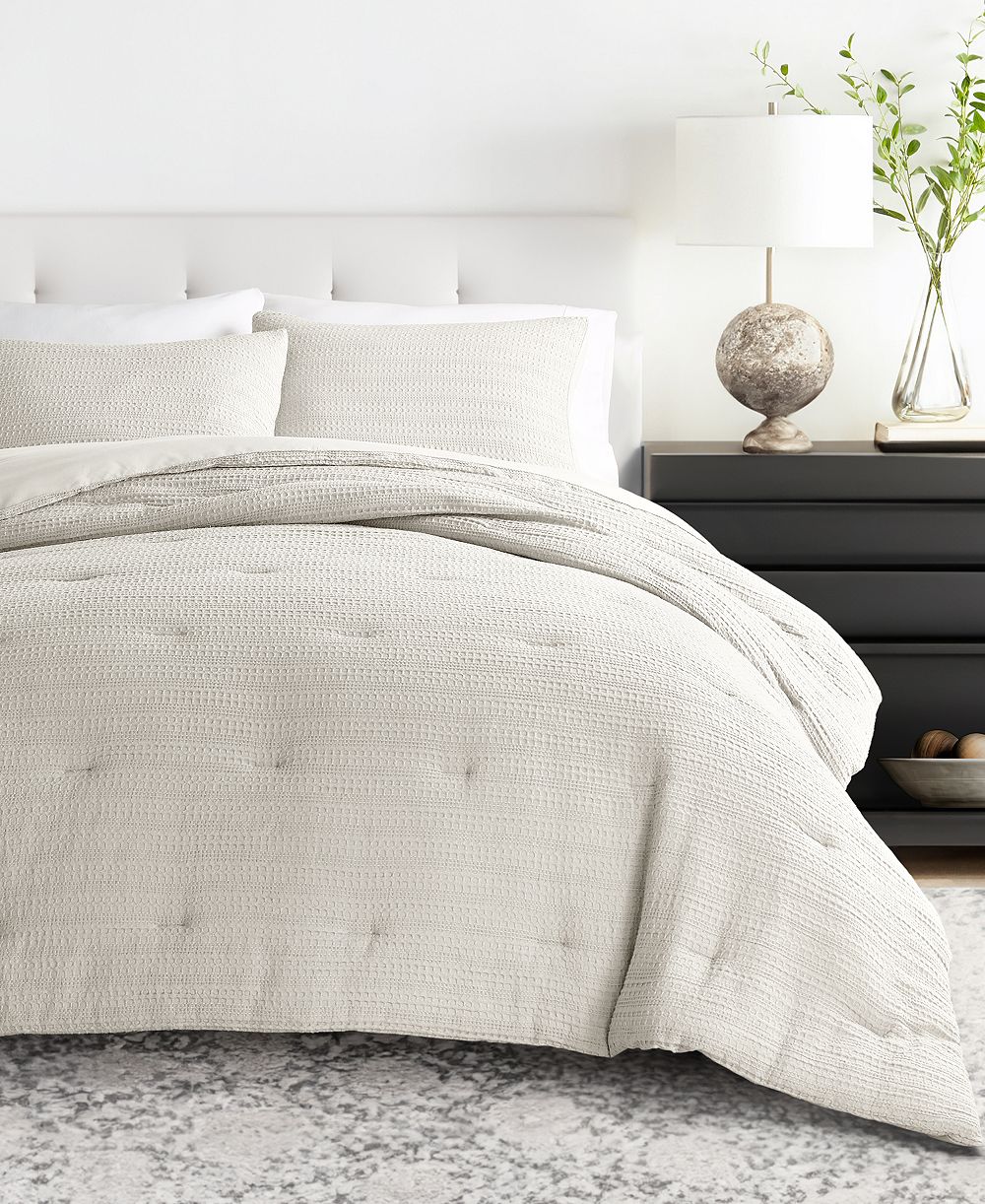 ienjoy Home Waffle Textured 3-Piece Comforter Set, Full/Queen